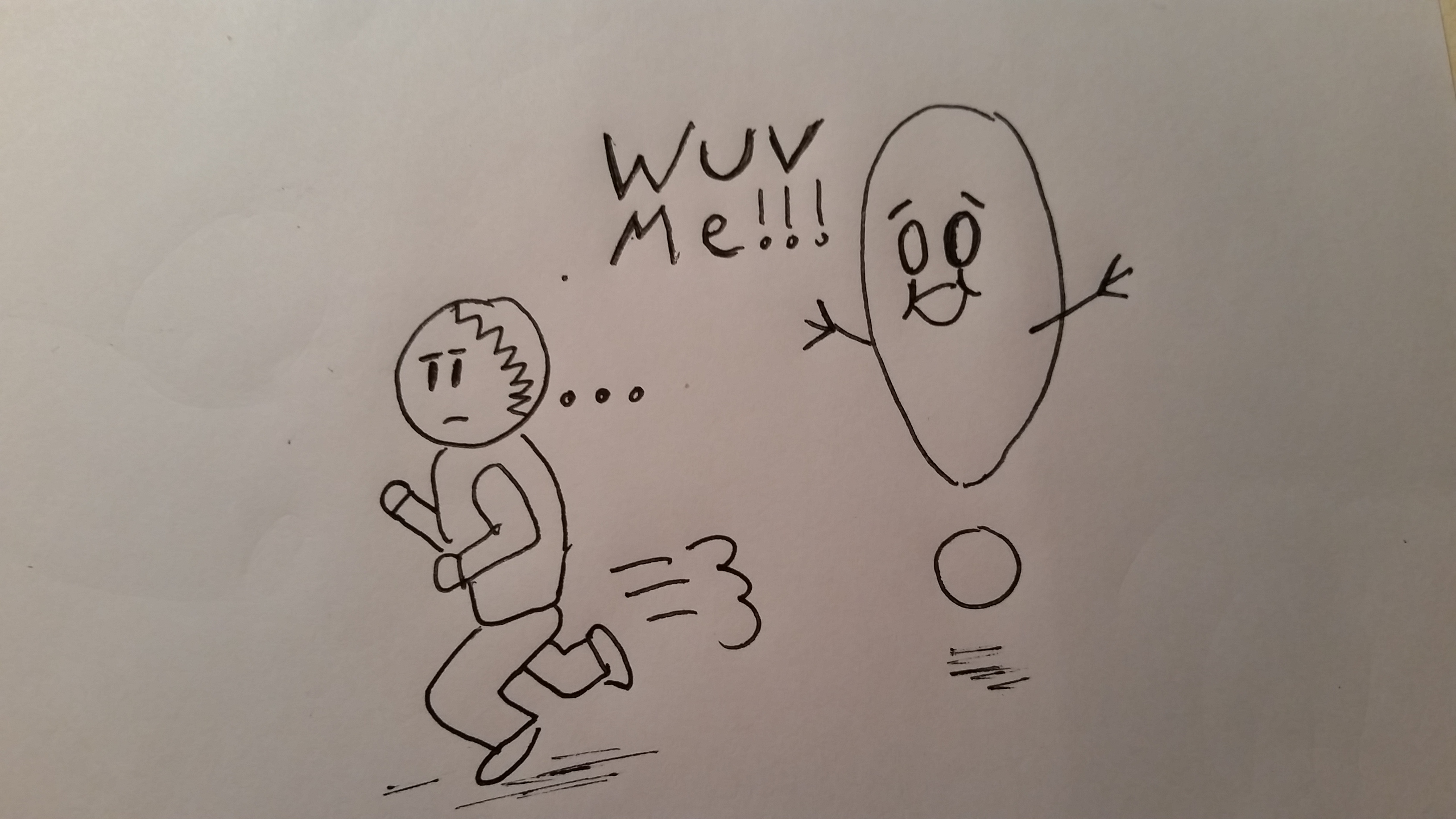 Cartoon-Man-Running-from Exclamation Point. Embrace-the-Exclamation Point